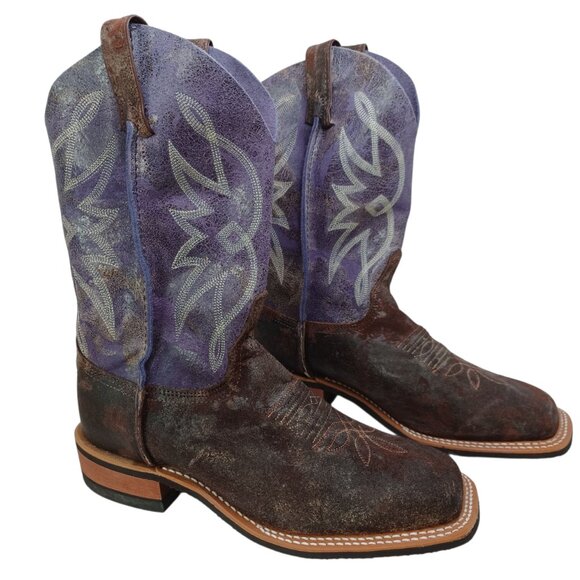 Justin Boots Shoes - Justin Boots Brown Purple Leather Western Cowgirl Rodeo Womens 8.5 NEW